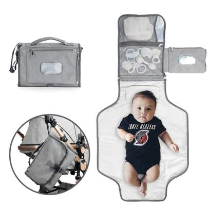 1pc Baby Waterproof Diaper Changing Pad Organizer Bag, Portable Multi-Function Stroller Diaper Bag With Foldable Urine Pad
