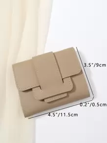 1pc Khaki Belt Design Decoration PU Portable Triple Fold Flap With Multiple Card Slots Photo Slots Short Wallet Card Bag Credit Card Bag Suitable For Daily Use Work And Dating Gifts Business Casual High Quality Leather For Women Wallet Purse Wallet Small Wallet - Khaki - View 4