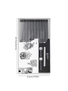 10入組/套精密黑色細線墨水鋼筆防水墨水黑色繪圖筆顏料精細的線馬克筆筆適用於藝術水彩,素描,Anime,漫畫,設計Anime藝術插圖鋼筆藝術用品 - 杏色 - 查看 2