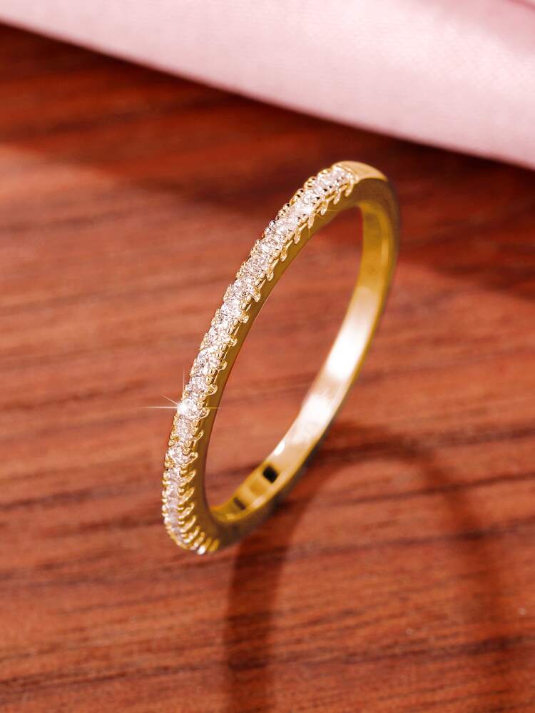 1pc Elegant Cubic Zirconia Ring, Women's Model, Valentine's Day Gift, Wedding Anniversary Party Jewelry, Gift For Mom, Mother's Day