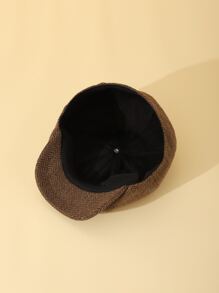 幼儿男孩女孩报童帽婴儿儿童贝雷帽出租车司机帽司机帽帽子复古粗花呢平顶花童帽 - 棕色 - 查看 3