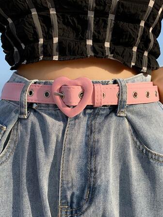 1入組女士心形搭扣休閒皮帶適用於日常生活