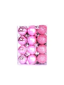 24pcs 12-color Christmas Ball Decoration For Christmas Tree - Pink - View 3