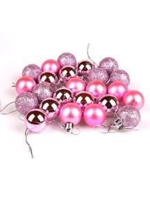 24pcs 12-color Christmas Ball Decoration For Christmas Tree - Pink - View 2