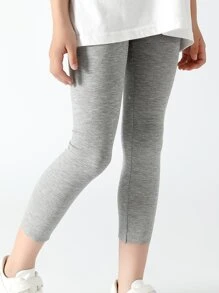 4pcs/pack Kids' Solid Color Drawstring Waist Shapewear Capri Leggings (adjustable Length) - Multicolor - View 2