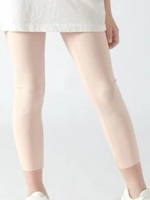 4pcs/pack Kids' Solid Color Drawstring Waist Shapewear Capri Leggings (adjustable Length) - Multicolor - View 4