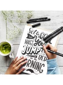 书法笔、手写笔、适合初学者书写、素描、剪贴簿、日记的书法毛笔套装、柔软细笔尖、黑色墨水绘图笔套装、8 号防水细线笔 Pigma Micron 绘图记号笔