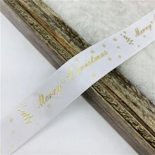 1pc 5 yards 10mm 15mm 25mm Christmas Ribbon Printed Merry Christmas Ribbon For Handmade Design Christmas Decoration DIY Gift Packing - White - View 2