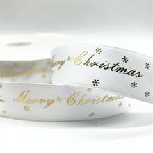 1pc 5 yards 10mm 15mm 25mm Christmas Ribbon Printed Merry Christmas Ribbon For Handmade Design Christmas Decoration DIY Gift Packing - White - View 1