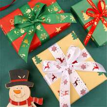 1pc 5yards 10mm 15mm 25mm Christmas Ribbon Printed Merry Christmas Ribbon For Handmade Design Christmas Decoration DIY Gift Packing - White - View 5