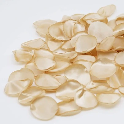 100入組香檳色絲綢玫瑰花瓣,婚禮通道散裝裝飾,宴會中心裝飾,情人節浪漫之夜和家居裝飾用桌面彩帶