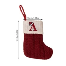 1Pc Solid Color Knitted Christmas Socks Embroidered Letters Children's Candy Gift Bag Twist Long Gift Bag Decoration Home Socks 3 Colors,Halloween,Spooky,Autumn,Holiday,Festival,Home Decor ,Room Decor,Wall Decor