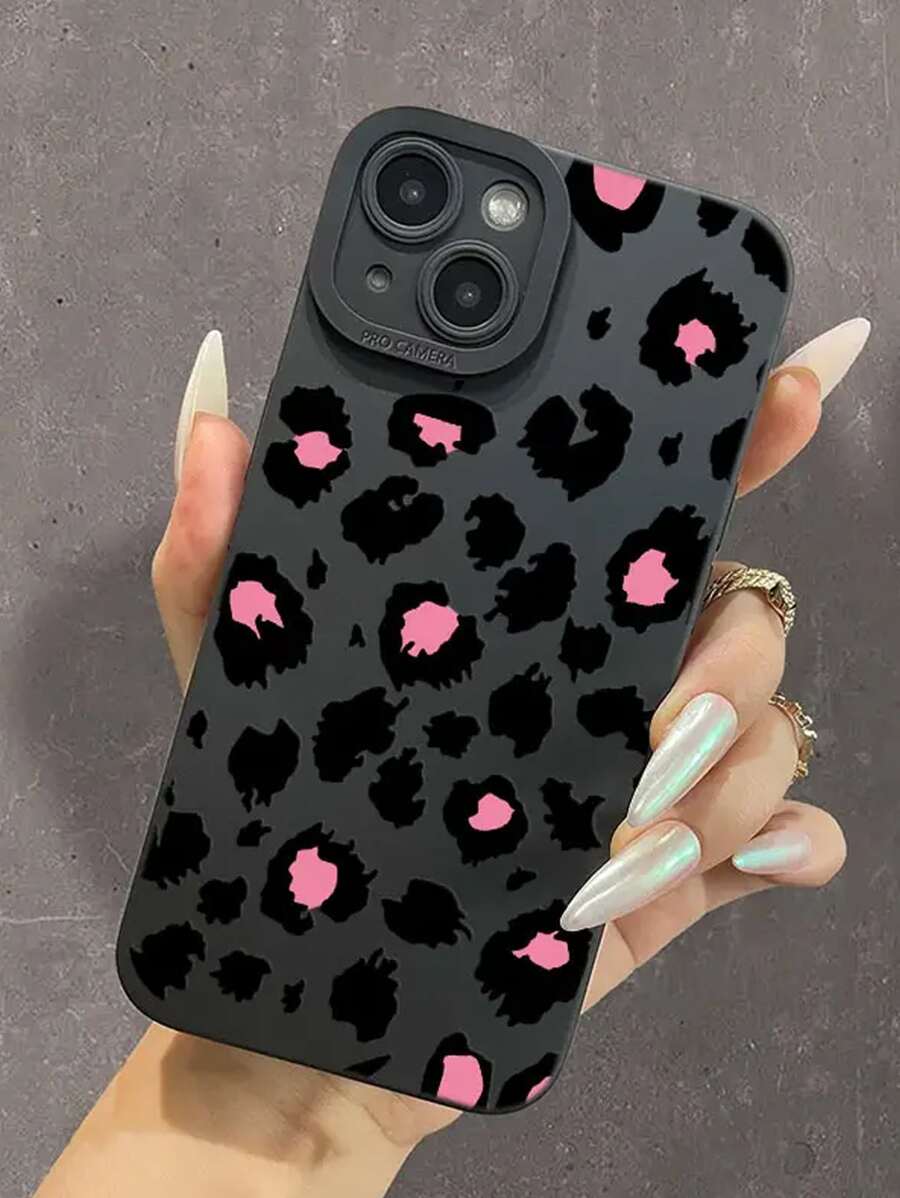 Ốp lưng điện thoại TPU chống rơi họa tiết da báo đen và hồng mắt thiên thần đen tương thích với Apple IPhone 16, 15, 14, 13, 12, 11 Pro Max - Nhiều màu - Xem 1
