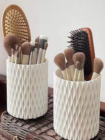 1 buc. Tub rotativ de depozitare pentru pensule de machiaj stil Ins, organizator multifuncțional pentru masă de toaletă de birou, cadou pentru Ziua Îndrăgostiților