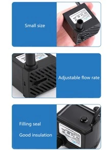 1個迷你黑色側吸式塑料水泵,適用於水族箱、魚池、瀑布、噴泉裝飾、水循環 - 黑色 - 查看 5