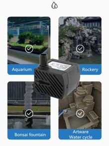 1個迷你黑色側吸式塑料水泵,適用於水族箱、魚池、瀑布、噴泉裝飾、水循環 - 黑色 - 查看 7