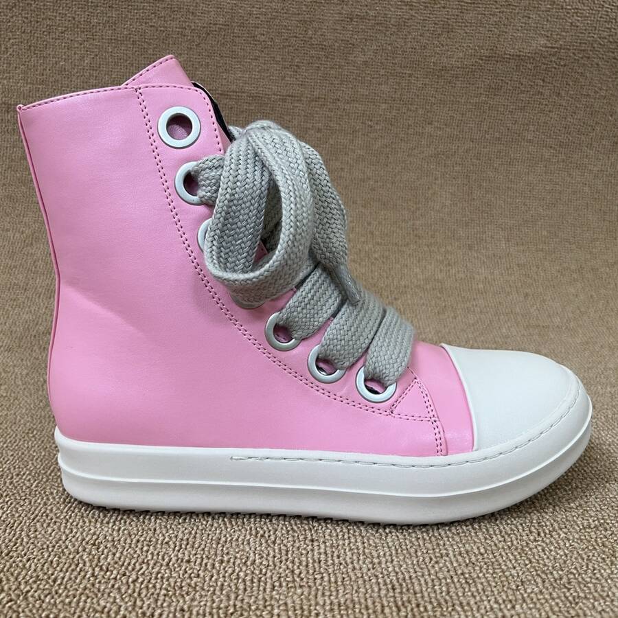 Giày thể thao cổ cao Unisex có dây giày và đế dày - Hồng - Xem 1