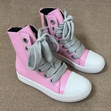 Giày thể thao cổ cao Unisex có dây giày và đế dày - Hồng - Xem 2