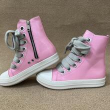 Giày thể thao cổ cao Unisex có dây giày và đế dày - Hồng - Xem 11