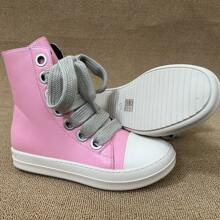 Giày thể thao cổ cao Unisex có dây giày và đế dày - Hồng - Xem 8