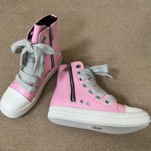 Giày thể thao cổ cao Unisex có dây giày và đế dày - Hồng - Xem 9