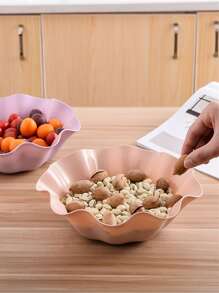 1入組創意荷葉形狀糖果碗水果盤子適用於客廳,辦公室,家庭裝飾用品 - 粉色 - 查看 1