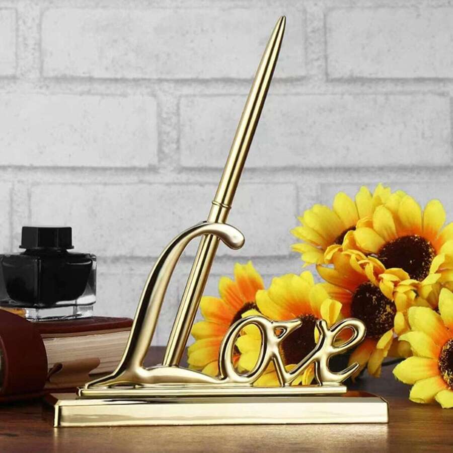 1套裝金色顏色'LOVE'婚禮筆,合適的適合婚禮,生日,和其他派對活動 - 金色 - 查看 1