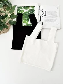 Women Knit Tops - Đen và trắng - Xem 2