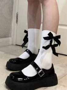 Của phụ nữ Vớ Phong cách Nhật  vui tươi Lolita Bowknot Ngắn Tất mắt cá chân Vớ Giải trí Vớ - trắng - Xem 1