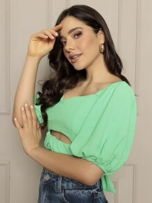 Women Tops - Màu xanh Bạc hà - Xem 4