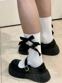 Của phụ nữ Vớ Phong cách Nhật  vui tươi Lolita Bowknot Ngắn Tất mắt cá chân Vớ Giải trí Vớ - trắng - Xem 2