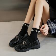 秋季英式風格PU皮鞋 - 黑色 - 查看 5