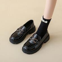 秋季英式風格PU皮鞋 - 黑色 - 查看 3