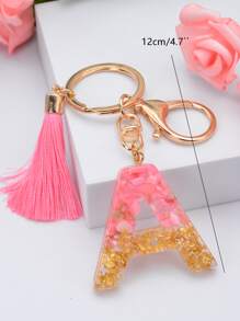 Tassel Alphabet Letter Bag Charm Bag Accessories Thanksgiving Gift,Christmas Gift,Christmas Accessories,Christmas Decor For Teen Girls Women College Students,Rookies & White-Collar Workers Car Accessories Women - Pink - View 2