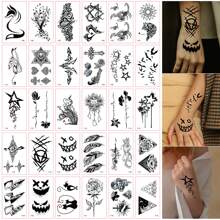 30Pcs Temporary Tattoo Sticker, Black Grimace Bat Multiple Design Combined Fake Tattoo Sticker - Black and White - View 1