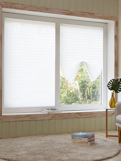 1 st Inga verktyg Tillskurna i storlek Ljusfiltrerande plisserade tygskärmar, tillfälliga fönsterpersienner, självhäftande persienner utan borrning, lätt att klippa och installera, trimma hemma, sladdlös