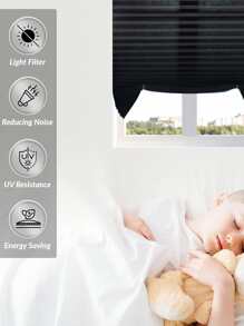 1 Pezzo Tonalità Di Tessuto Pieghettato A Filtraggio Di Luce, Senza Bisogno Di Attrezzi E Senza Foratura. Tende Temporanee Per Finestra Autoadesive Che Si Possono Facilmente Tagliare Ed Installare Senza Cordone.