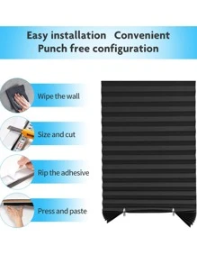 1 Pezzo Tonalità Di Tessuto Pieghettato A Filtraggio Di Luce, Senza Bisogno Di Attrezzi E Senza Foratura. Tende Temporanee Per Finestra Autoadesive Che Si Possono Facilmente Tagliare Ed Installare Senza Cordone.