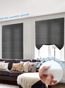 1 Pezzo Tonalità Di Tessuto Pieghettato A Filtraggio Di Luce, Senza Bisogno Di Attrezzi E Senza Foratura. Tende Temporanee Per Finestra Autoadesive Che Si Possono Facilmente Tagliare Ed Installare Senza Cordone.