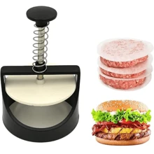 Prensadora De Carne Para Hamburguesa Patty Maker Con Resorte - Blanco y Negro - Ver 3