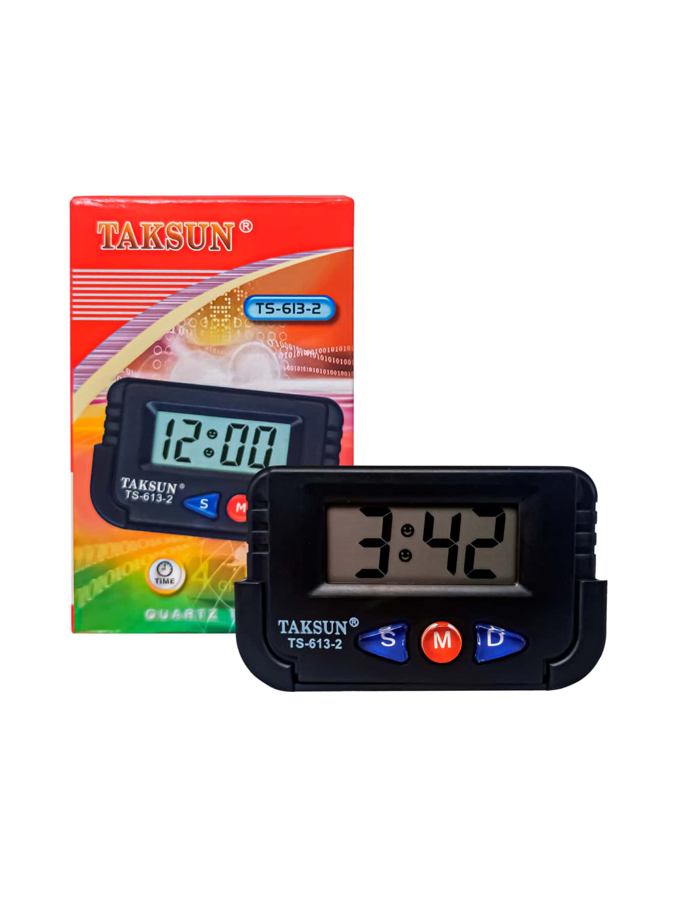 Reloj para Carro, Cronometro, Portátil, Adherible, TS-613-2 - Negro - Ver 1