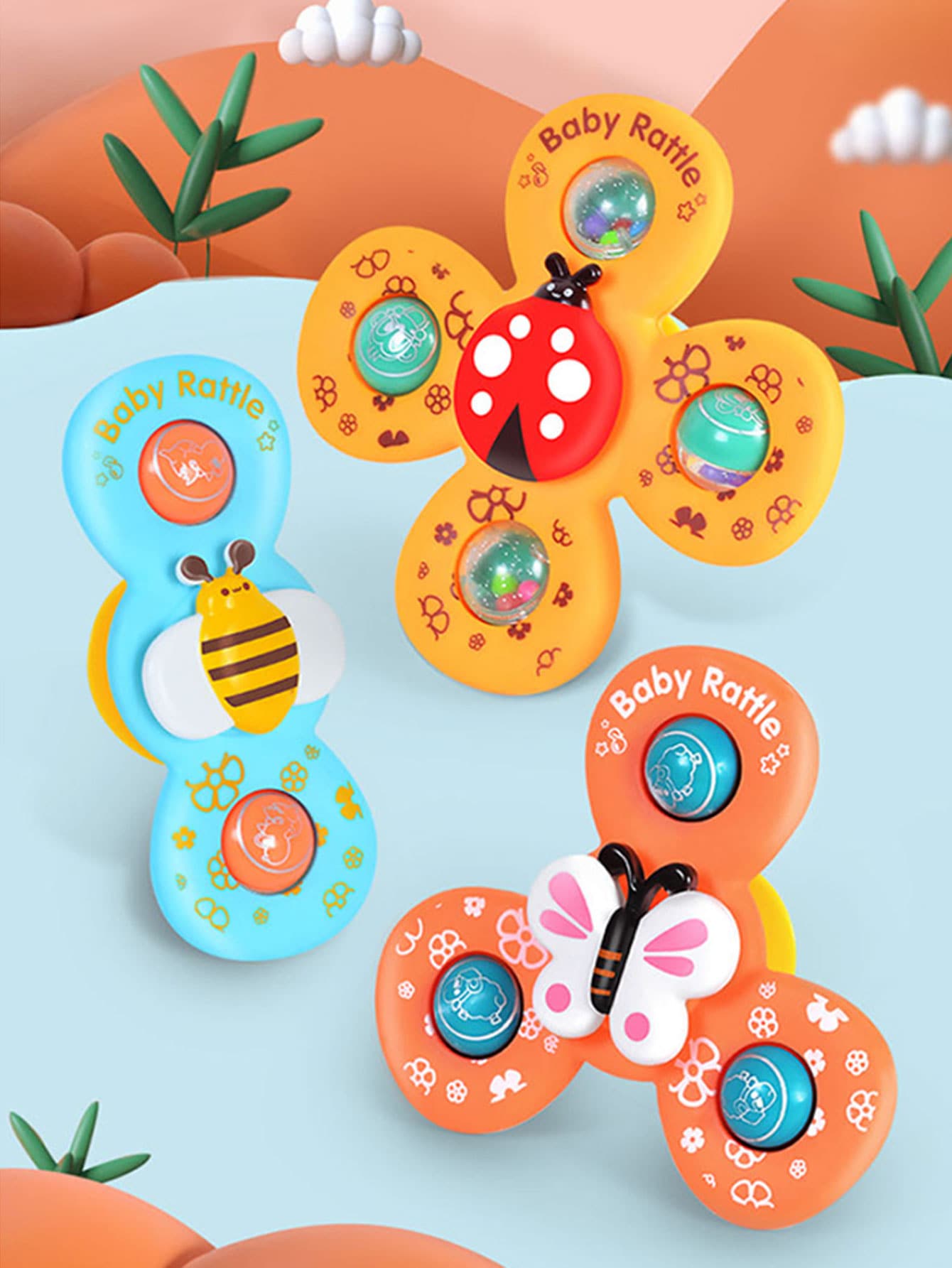 1 件随机吸盘旋转玩具 - 婴儿和幼儿感官和早期教育玩具 - 男孩和女孩的完美生日礼物！（部分零件随机发送） - 彩色 - 查看 1