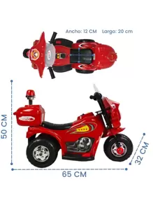 Motocicleta Montable Electrica Pequeña Sonido Luz LED 6v - Rojo - Ver 4
