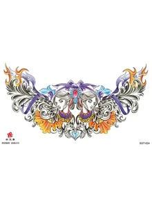 Sexy Tattoo Sticker For Women, Chest Belly Waist Back Bilateral Symmetry Flower Fake Temporary Tattoo - Multicolor - View 2