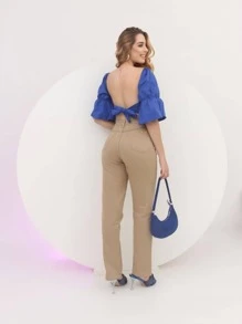 Women Jeans - Màu be - Xem 2