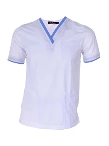 SOULMATE Filipina Quirúrgica Hombre London Blanco con Marino - Azul y blanco - Ver 2