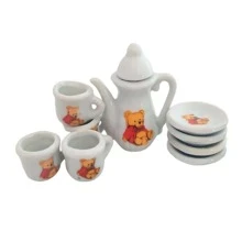 Juegos De Té Mini Tacitas Platitos Porcelana Coleccionar Muñecas Simular Juguete 10 Piezas - Blanco - Ver 1