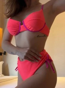 Biquini avulso canelado cintura alta hot pants modelador tanga