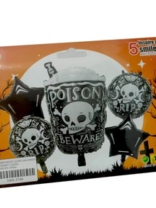 Kit de 5 globos Halloween dia de muert decorativos helio Reutilizable - Negro - Ver 2