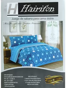 SET OF SHEETS FOR DOUBLE, QUEEN SIZE AND KING SIZE BED - Blue - View 1